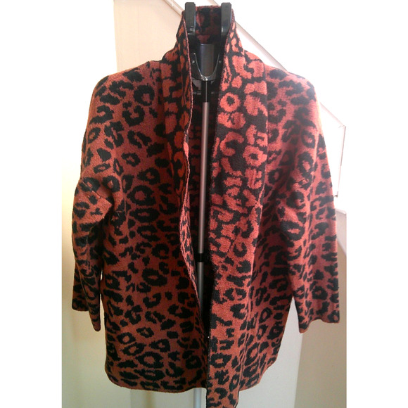 Time & Tru XXL Women's 20 Leopard Cardigan Sweater Thick - Picture 1 of 5